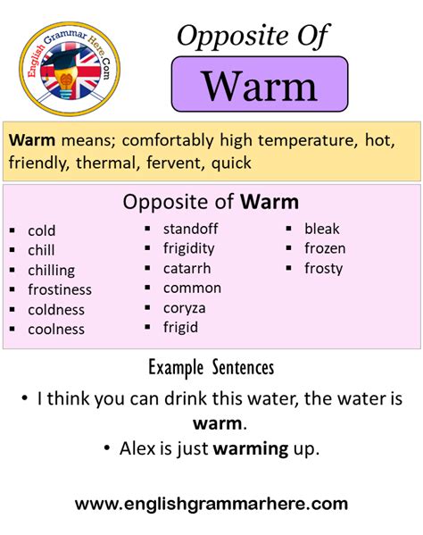 antonyms of warm